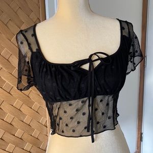 MESH BLACK POLKA DOT TOP